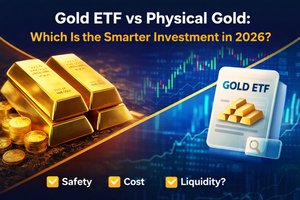 Gold ETF vs Physical Gold investment comparison for safety cost and liquidity